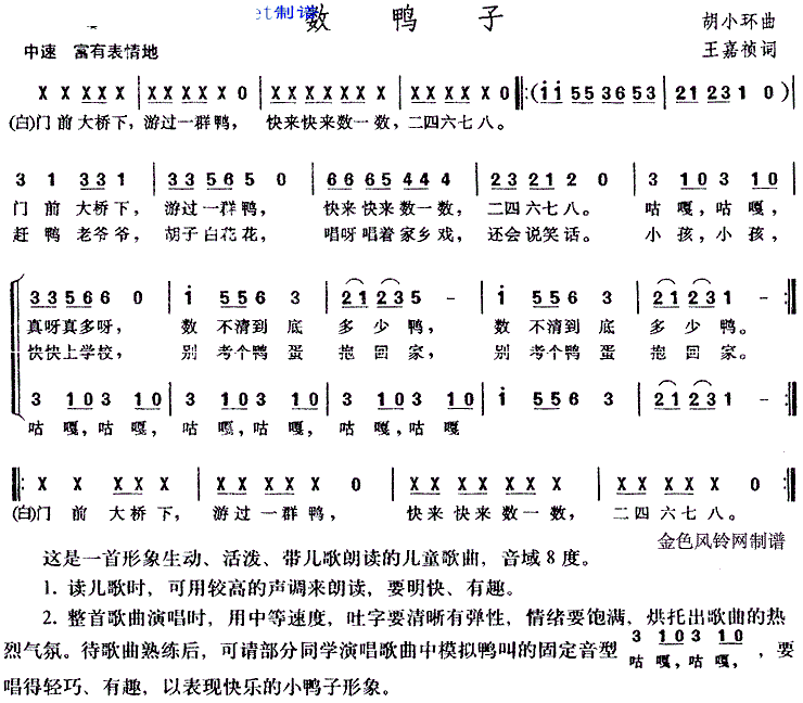 谁有例如小星星,数鸭子,这样的儿童唱的数字简谱?要有数字的.