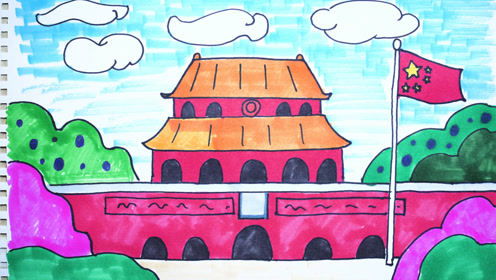 天安城门绘画图片正面图片
