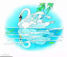 丑小鸭在水中看到了自己的倒影,才发现自己已经变成一只美丽的白天鹅