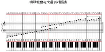 钢琴键盘五线谱对照表