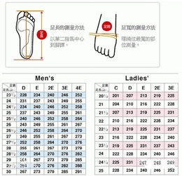 鞋子尺碼計算方法:中國鞋碼的計