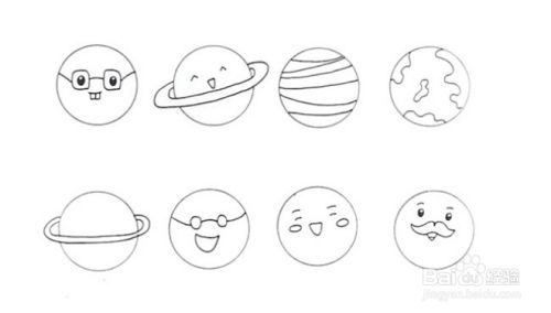八大行星卡通简笔画图片