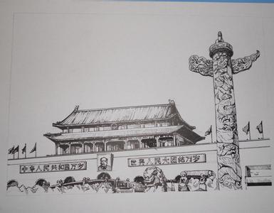 天安城门图片素描画图片