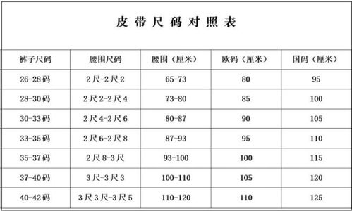 爱马仕男士皮带尺寸对照表男士皮带尺寸对照表尺码