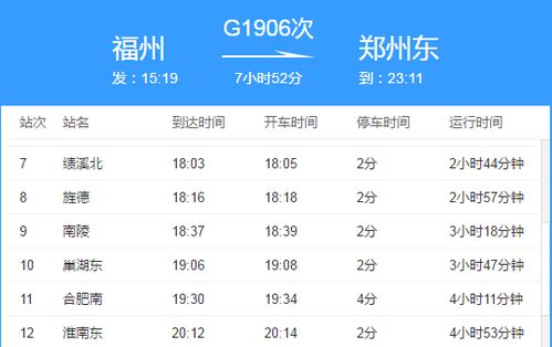 g1906次列车时刻表,g1906高铁时刻表查询