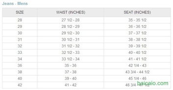 lee牛仔裤尺码与体重对照表