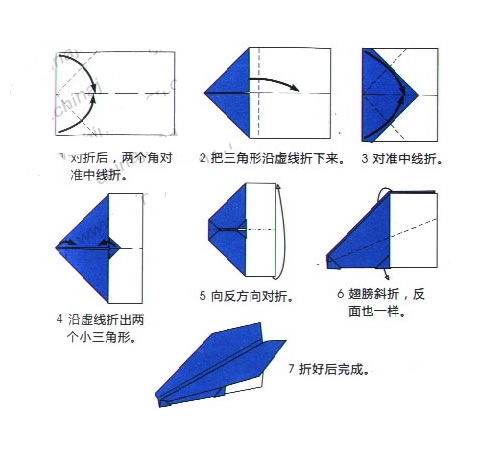 正方形折纸飞机的折法图片