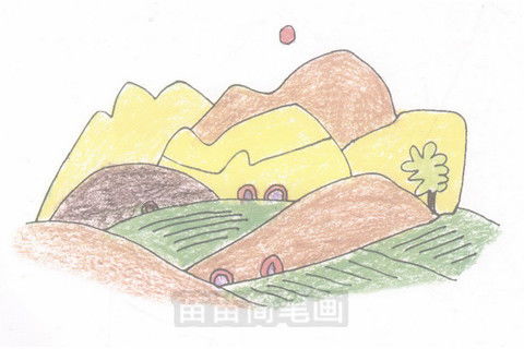 田园风光简笔画 农村图片