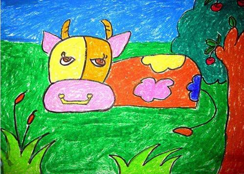 一群牛简笔画彩色图片