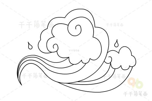 浪花简笔画简单又漂亮,海洋浪花简笔画