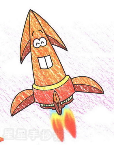 儿童画宇宙火箭画法图片