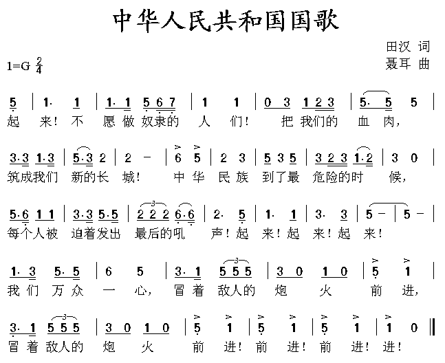 国歌钢琴曲简谱图片