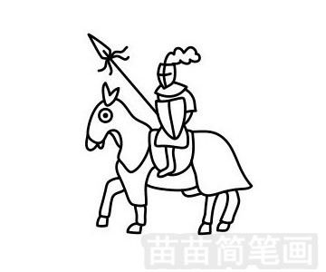 儿童简笔画骑马勇士图片