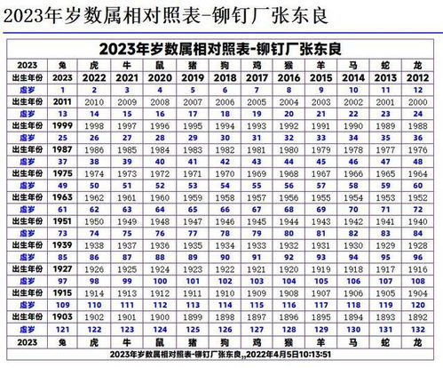 2022岁数对照表图片